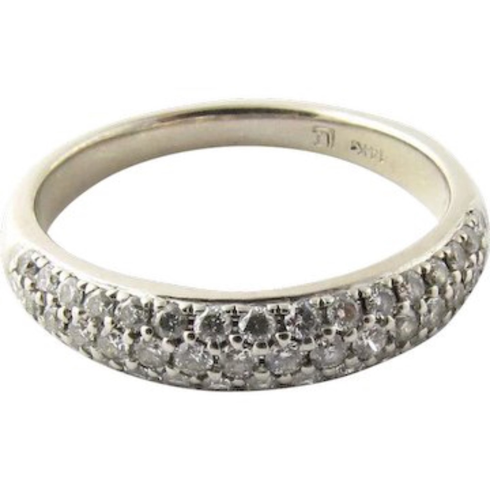 Vintage 14 Karat White Gold Diamond Wedding Band Size 6.5 #3824